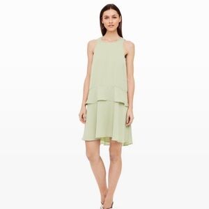 Club Monaco light sage green Norra tiered ruffled dress drop waist size 6 office
